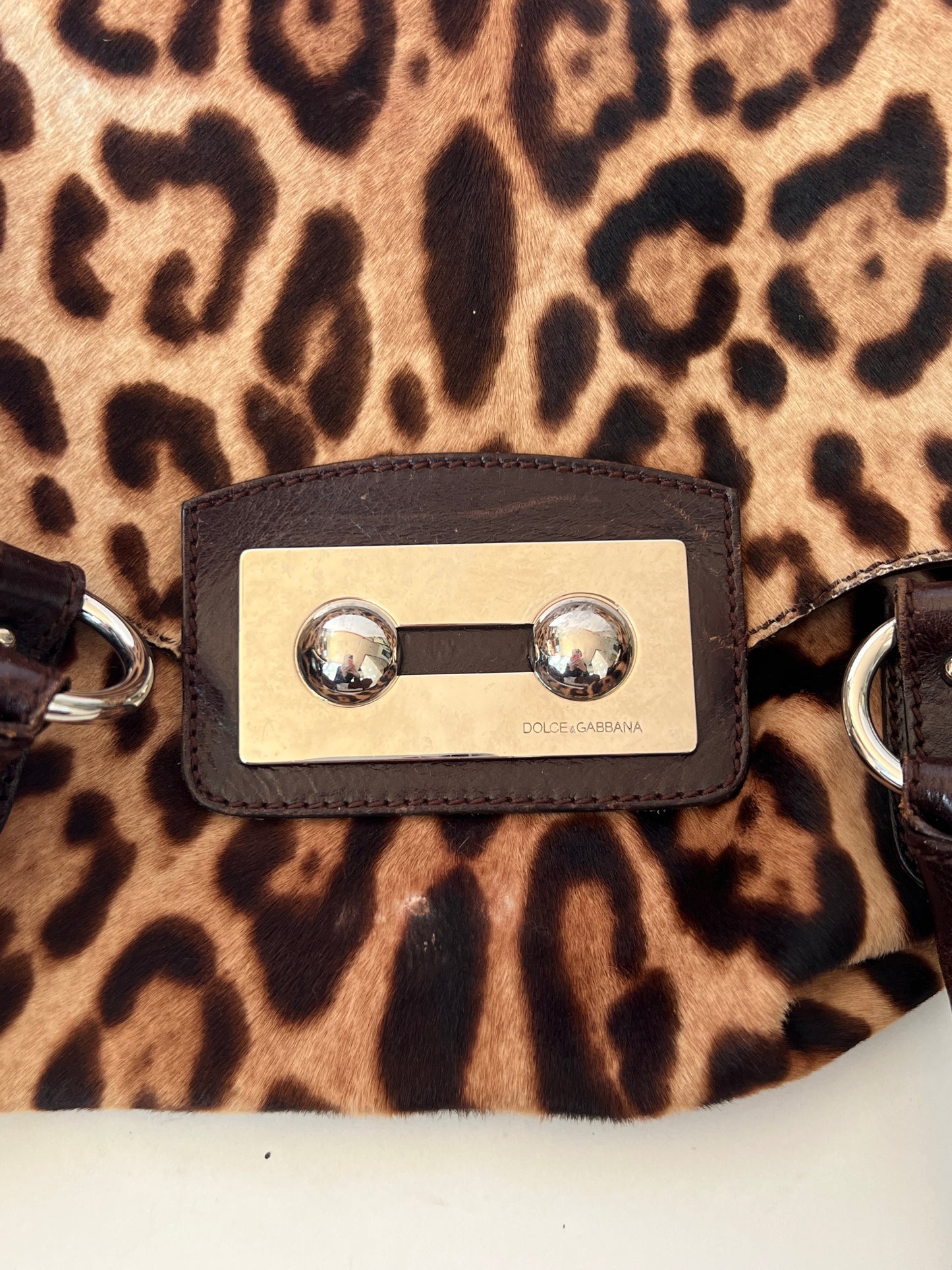 Dolce & Gabbana Leopard Pony Hair Studded Bag
