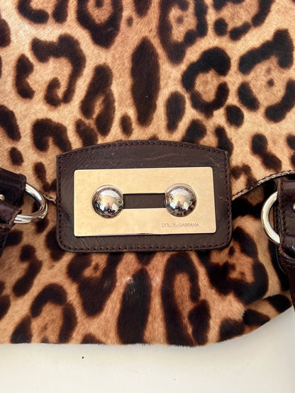 Dolce & Gabbana Leopard Pony Hair Studded Bag