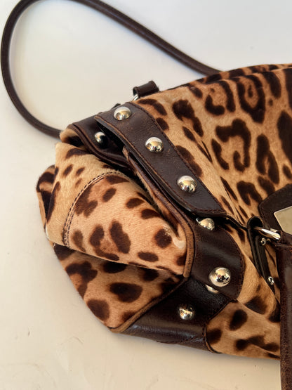 Dolce & Gabbana Leopard Pony Hair Studded Bag