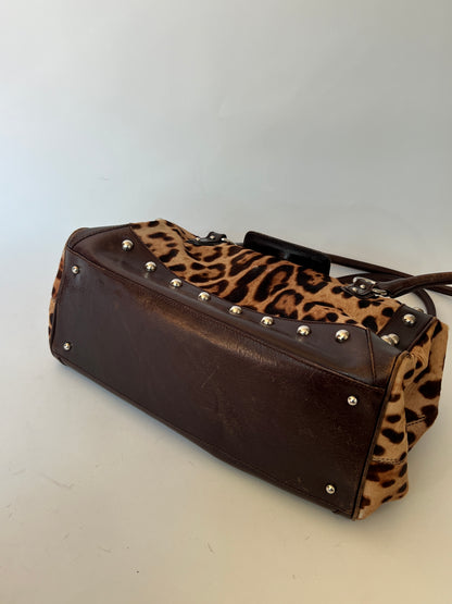 Dolce & Gabbana Leopard Pony Hair Studded Bag