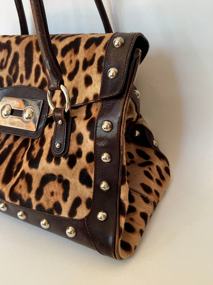 Dolce & Gabbana Leopard Pony Hair Studded Bag