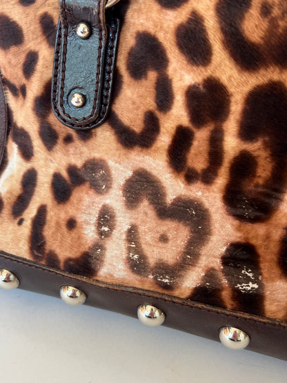 Dolce & Gabbana Leopard Pony Hair Studded Bag