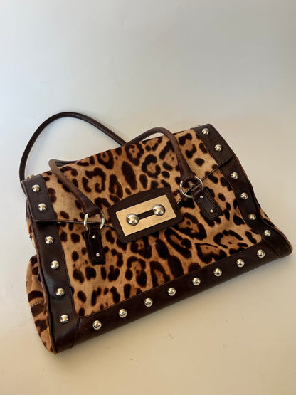 Dolce & Gabbana Leopard Pony Hair Studded Bag