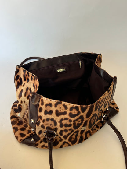 Dolce & Gabbana Leopard Pony Hair Studded Bag