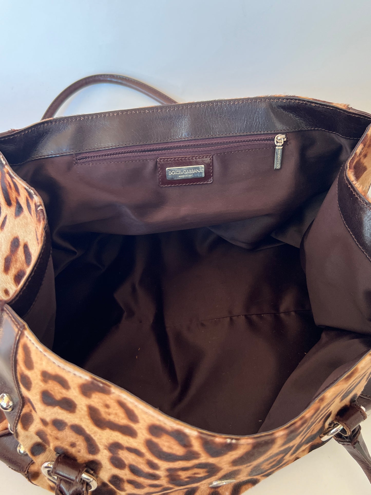 Dolce & Gabbana Leopard Pony Hair Studded Bag