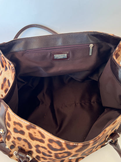 Dolce & Gabbana Leopard Pony Hair Studded Bag