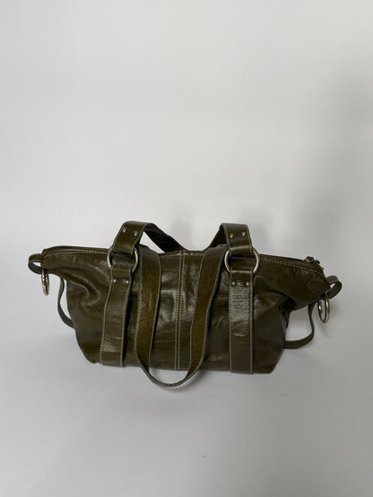 Olive Green Leather Shoulder Bag