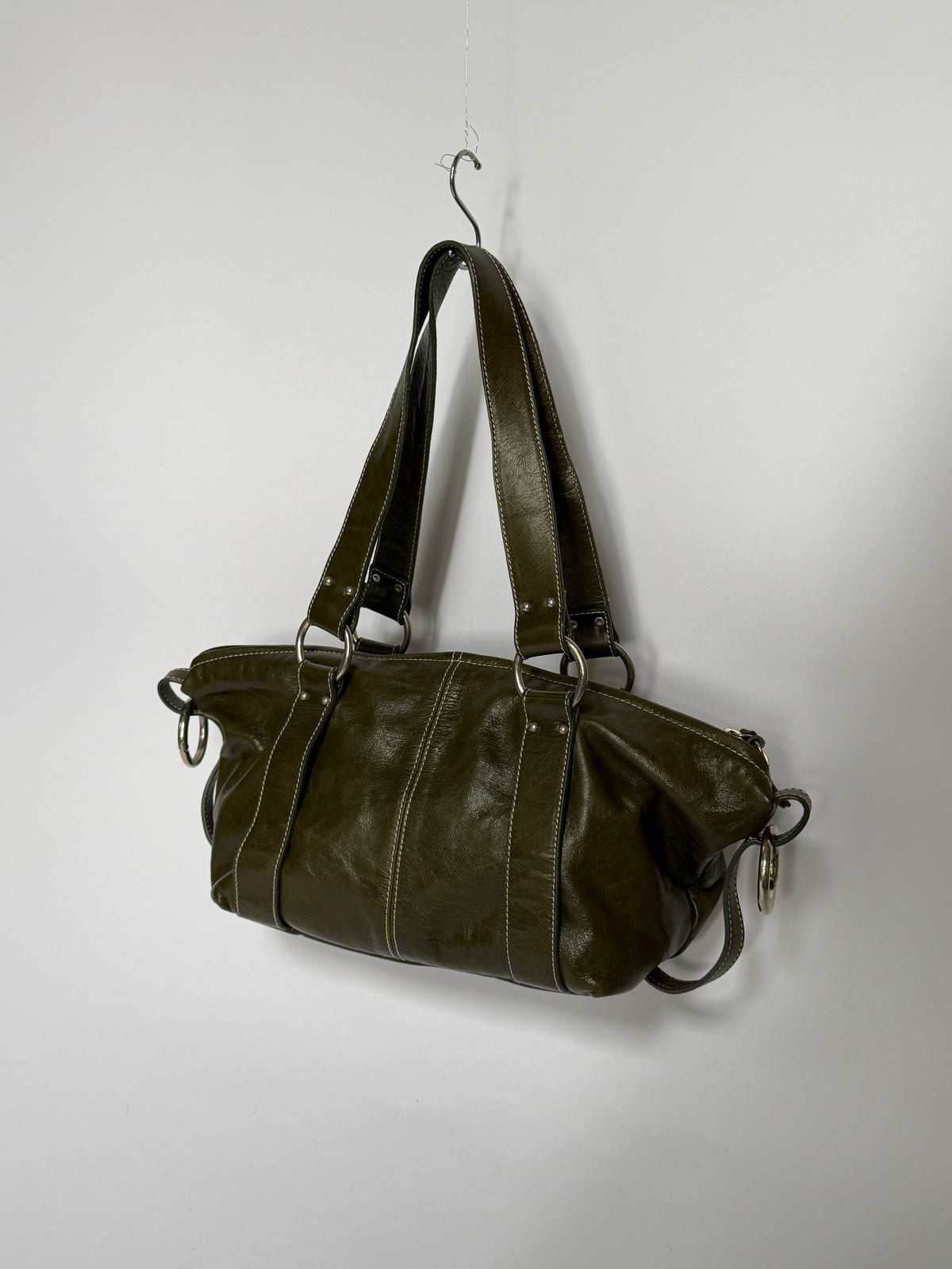 Olive Green Leather Shoulder Bag