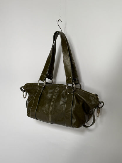 Olive Green Leather Shoulder Bag