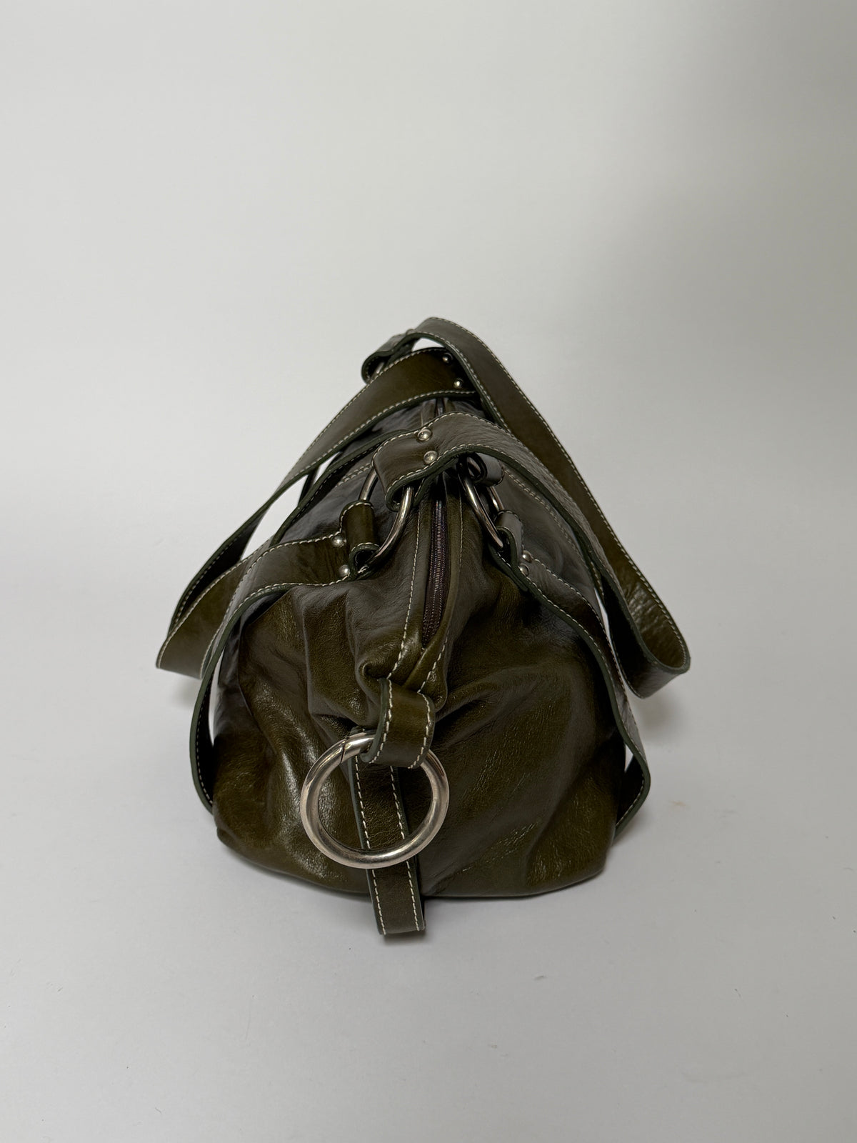 Olive Green Leather Shoulder Bag