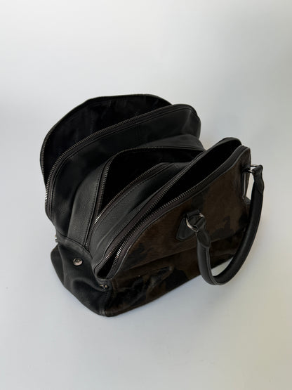 Camo Print Pony Hair Bowler Bag
