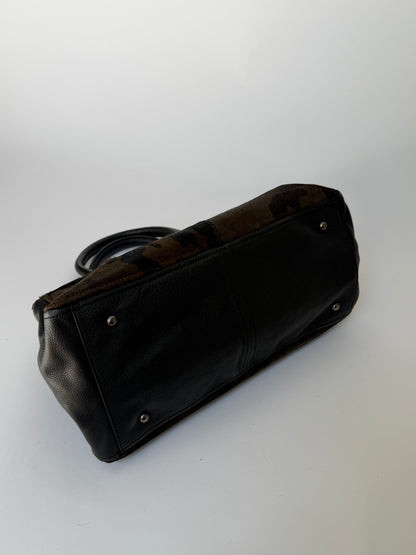 Camo Print Pony Hair Bowler Bag