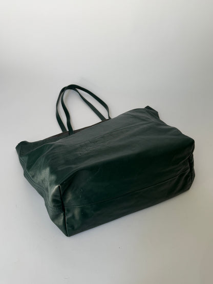 Jil Sander Navy Forest Green Butter Soft Leather Tote Bag