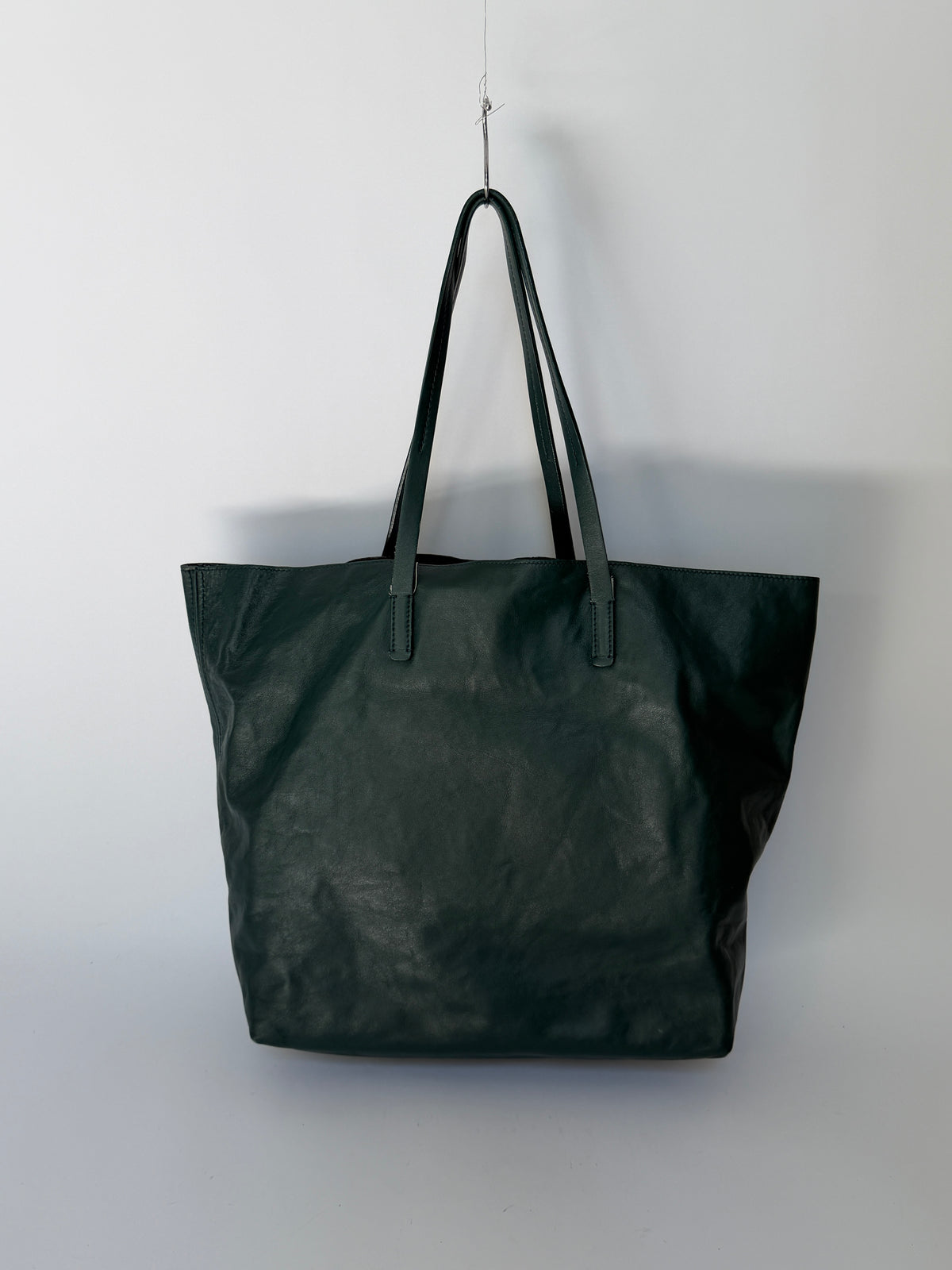 Jil Sander Navy Forest Green Butter Soft Leather Tote Bag