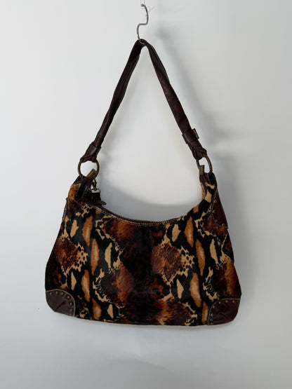 Pony Hair Leopard Print Shoulder Bag with Suede Tassel
