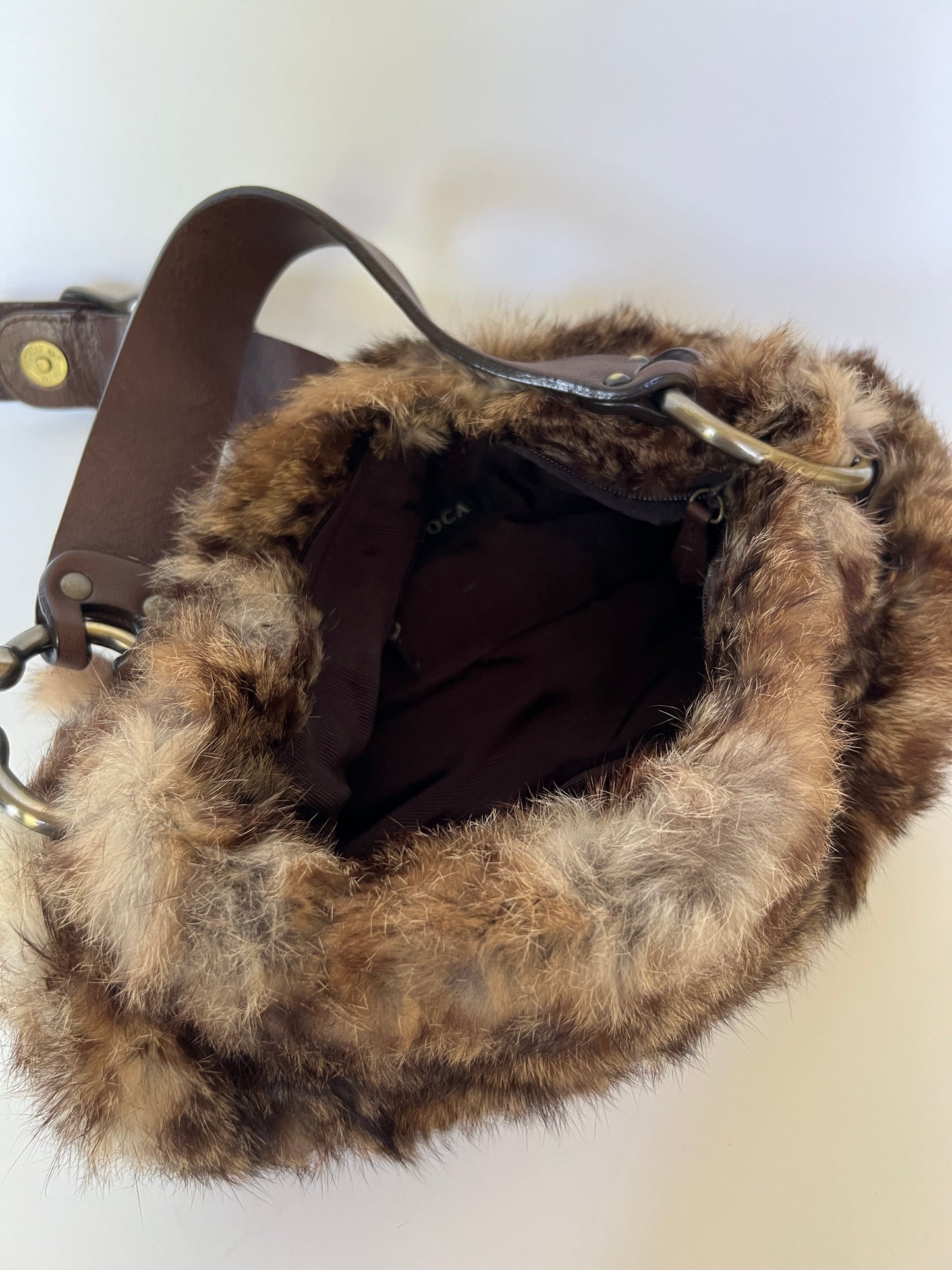 Y2K Real Fur Bag with Oversized Buckle Detail