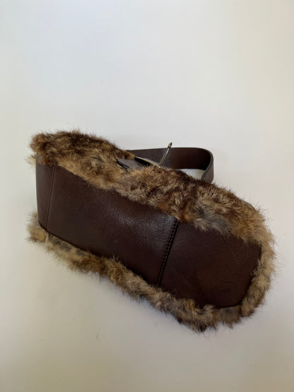 Y2K Real Fur Bag with Oversized Buckle Detail