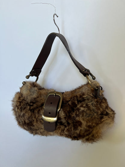 Y2K Real Fur Bag with Oversized Buckle Detail