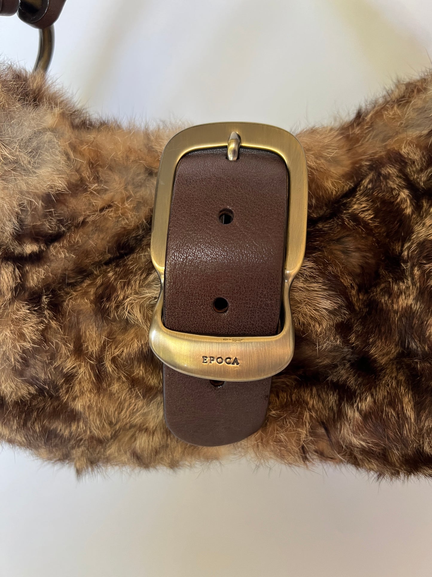 Y2K Real Fur Bag with Oversized Buckle Detail