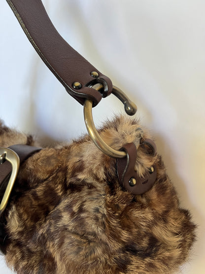 Y2K Real Fur Bag with Oversized Buckle Detail