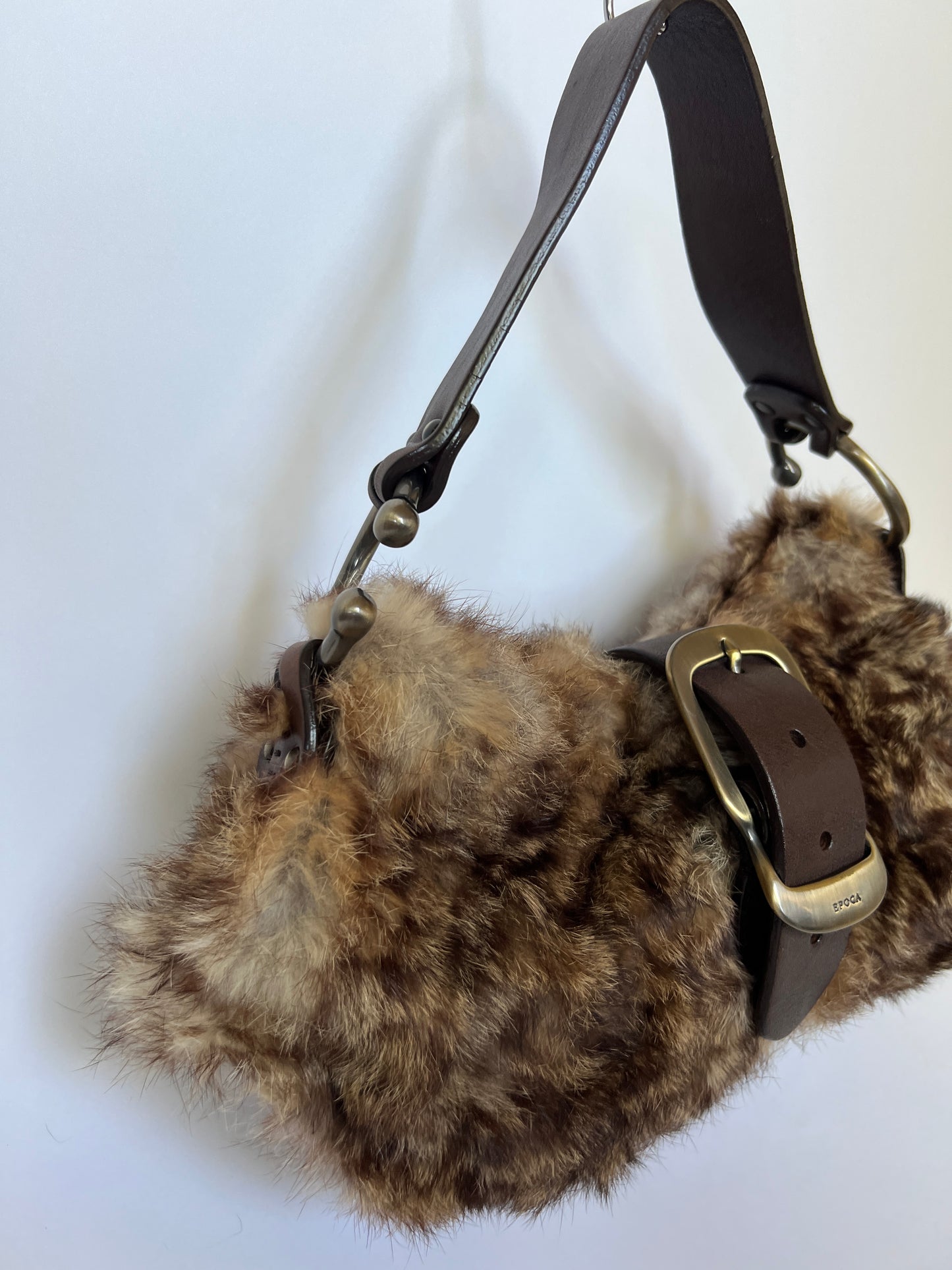 Y2K Real Fur Bag with Oversized Buckle Detail