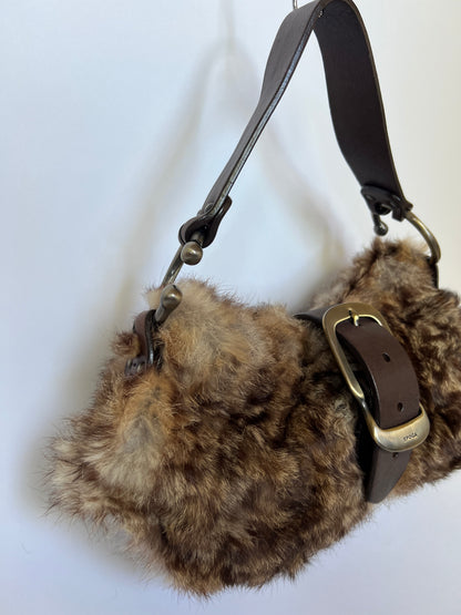 Y2K Real Fur Bag with Oversized Buckle Detail