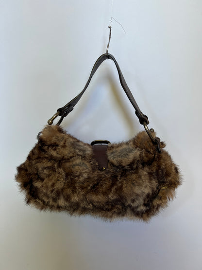 Y2K Real Fur Bag with Oversized Buckle Detail