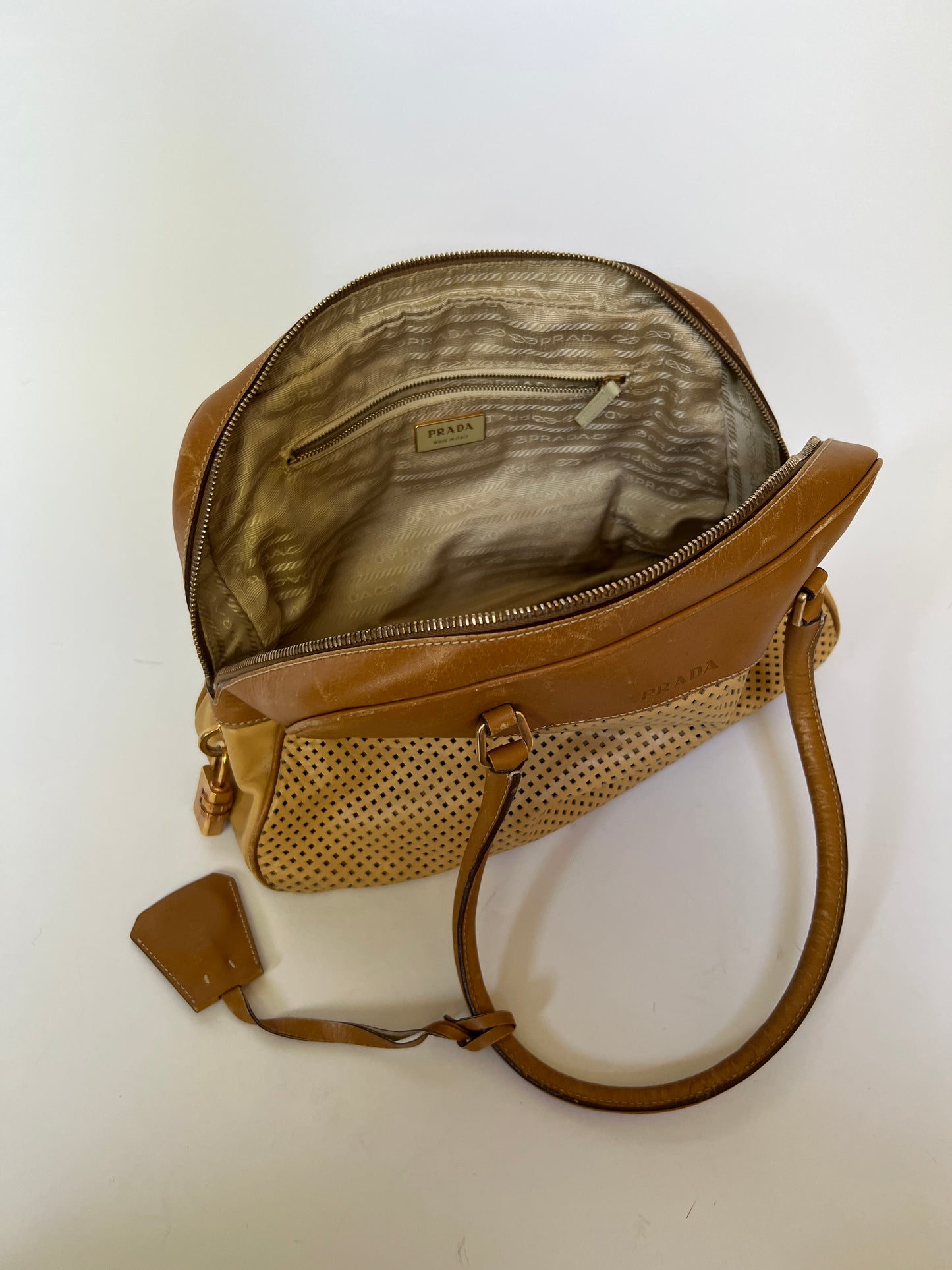 Prada Vitello Perforated Leather Bowler Bag (2001)