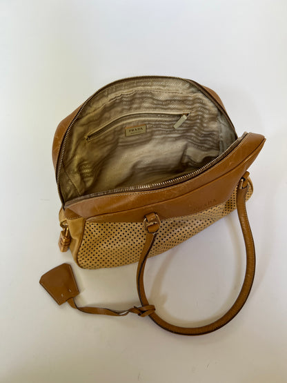 Prada Vitello Perforated Leather Bowler Bag (2001)