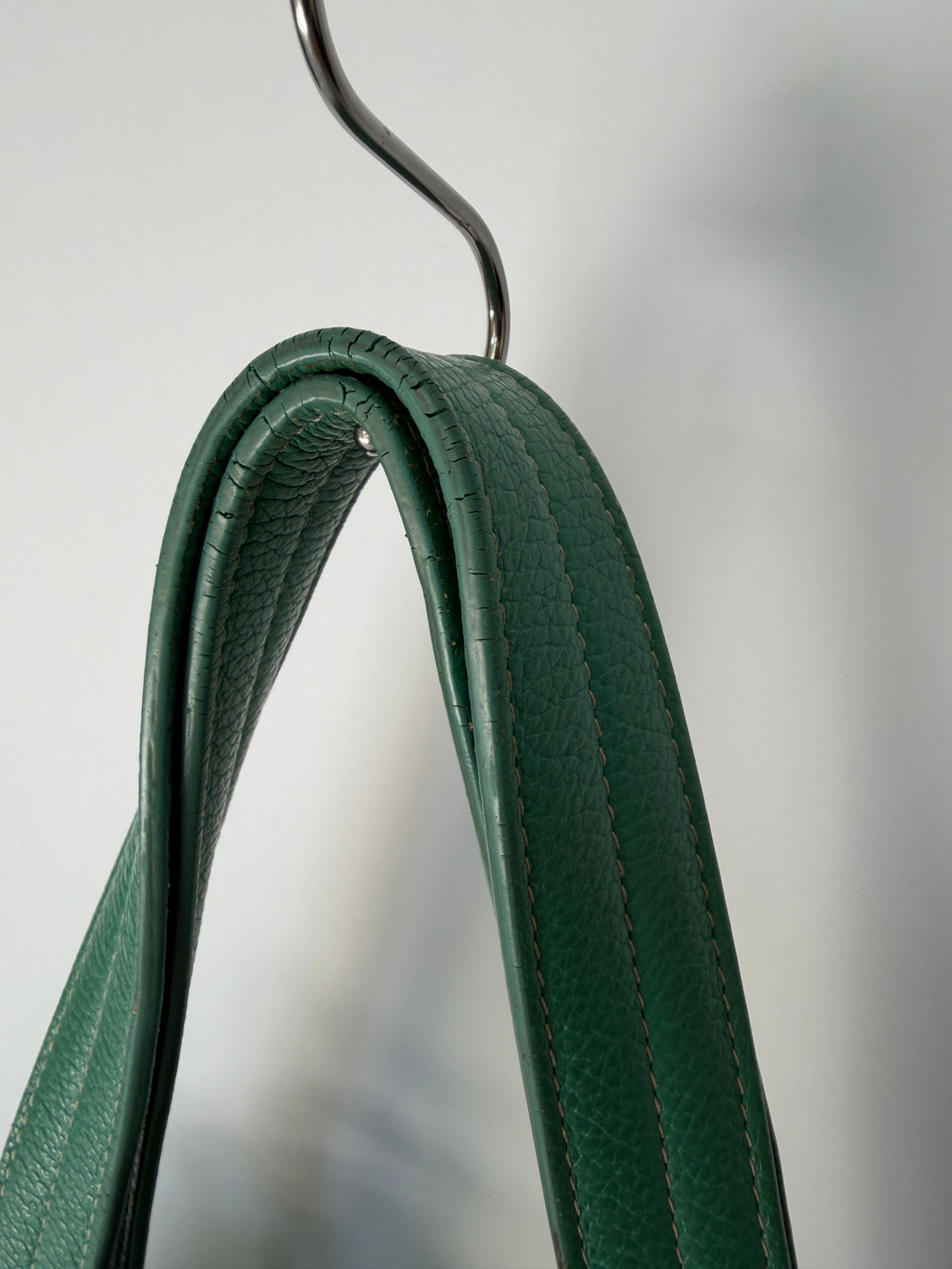 Teal Pebbled Leather Shoulder Bag with Silver Ring Hardware