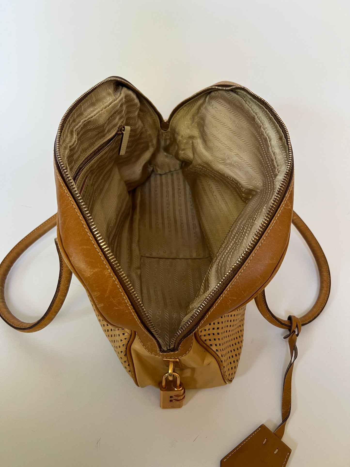 Prada Vitello Perforated Leather Bowler Bag (2001)