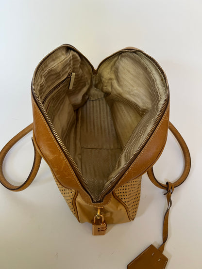 Prada Vitello Perforated Leather Bowler Bag (2001)