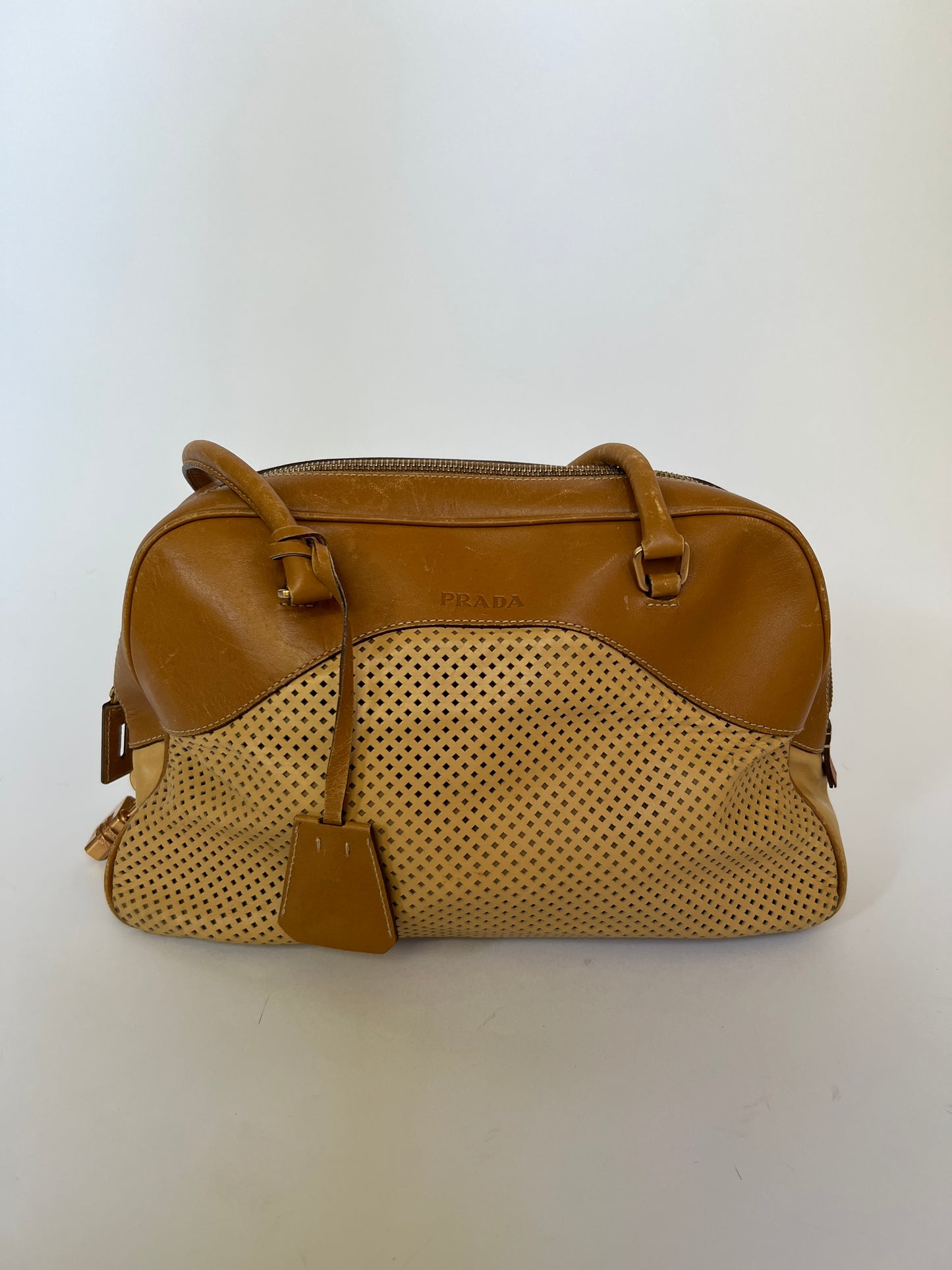 Prada Vitello Perforated Leather Bowler Bag (2001)