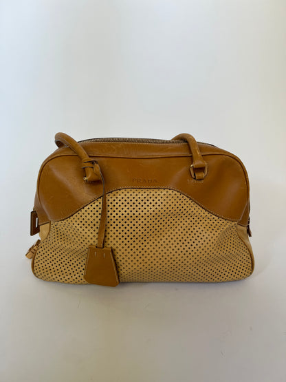 Prada Vitello Perforated Leather Bowler Bag (2001)