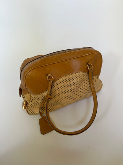 Prada Vitello Perforated Leather Bowler Bag (2001)