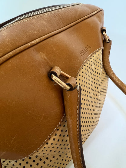 Prada Vitello Perforated Leather Bowler Bag (2001)
