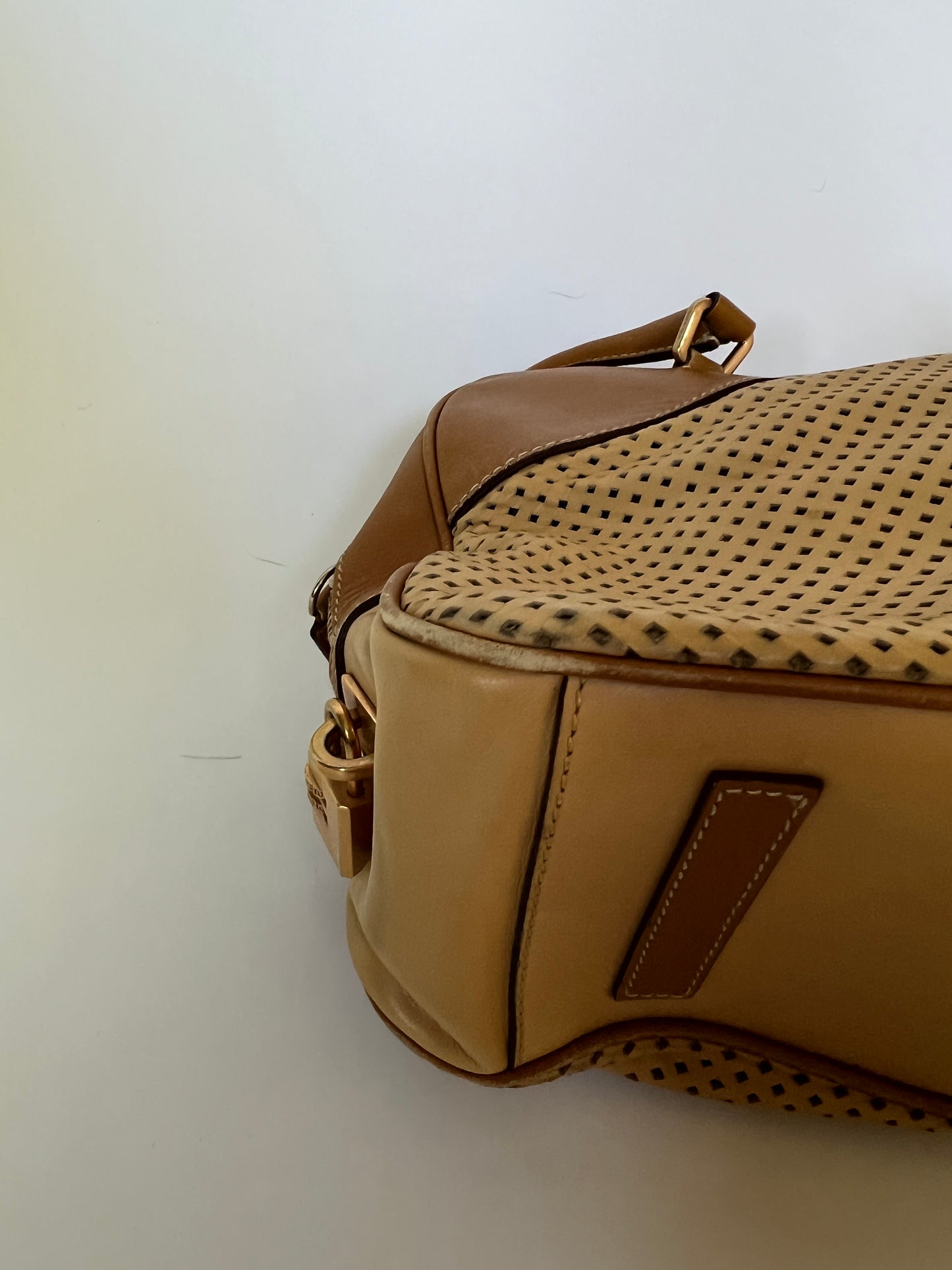 Prada Vitello Perforated Leather Bowler Bag (2001)