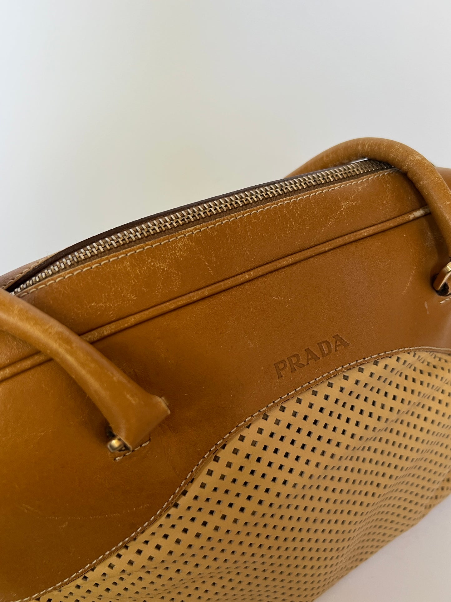 Prada Vitello Perforated Leather Bowler Bag (2001)