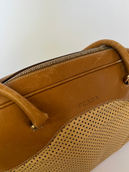 Prada Vitello Perforated Leather Bowler Bag (2001)