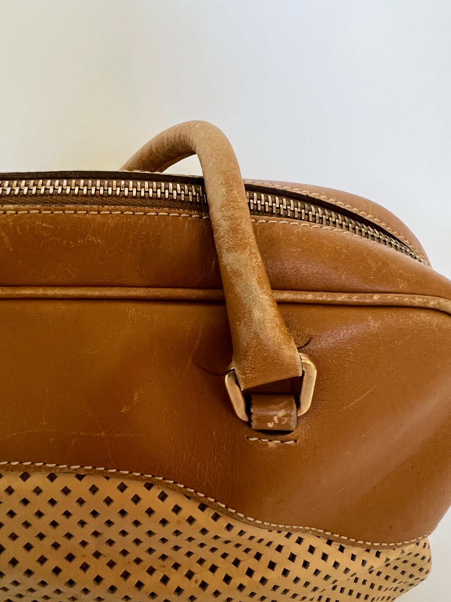 Prada Vitello Perforated Leather Bowler Bag (2001)