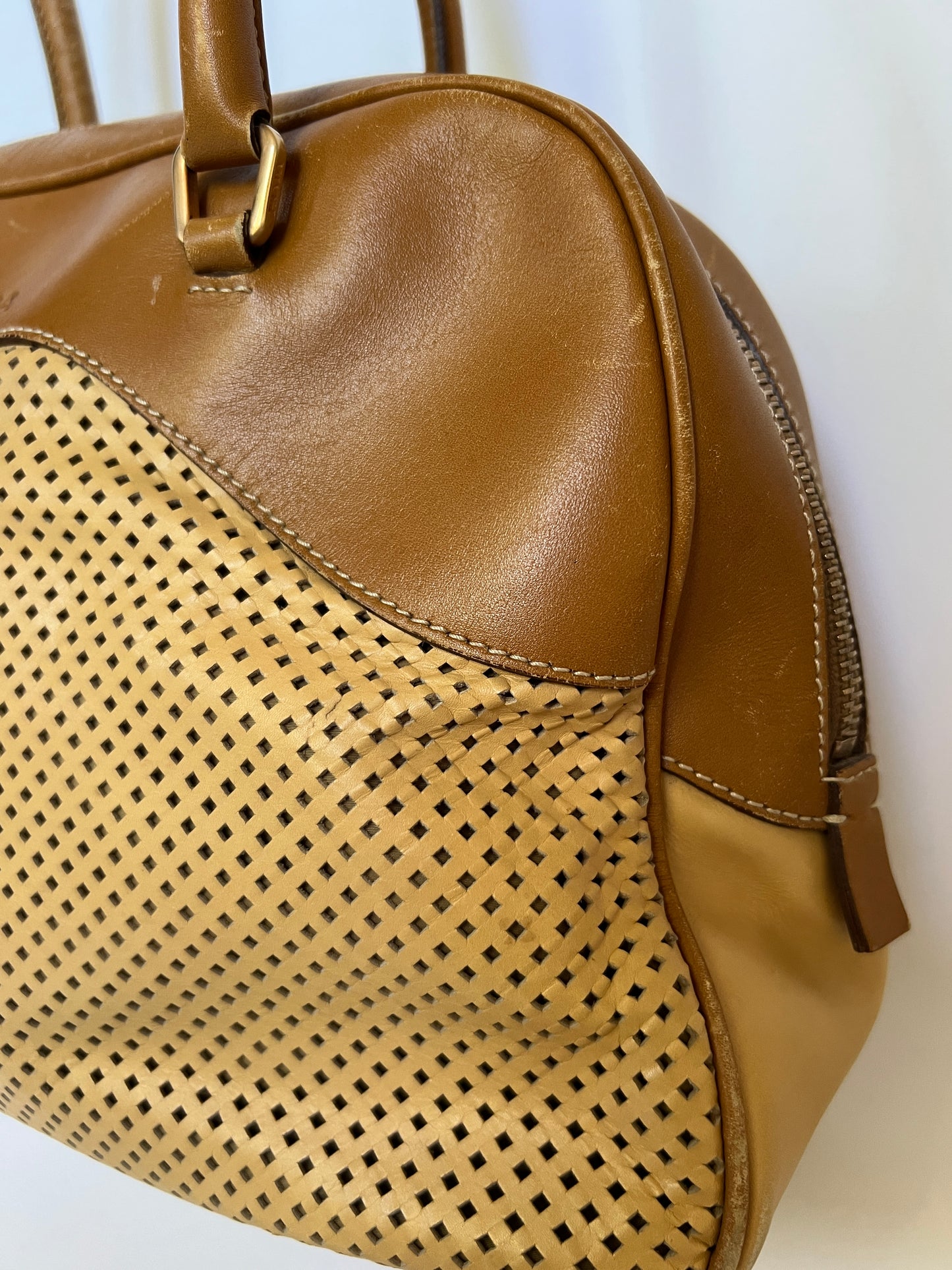 Prada Vitello Perforated Leather Bowler Bag (2001)