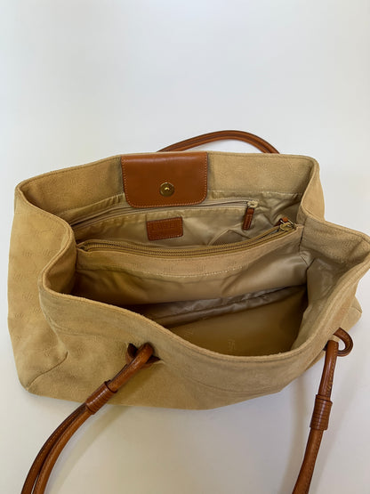 RL Camel Monogram Suede Shoulder Bag