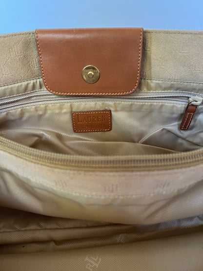 RL Camel Monogram Suede Shoulder Bag