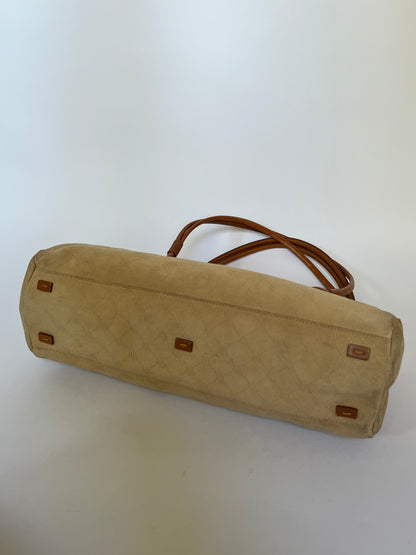 RL Camel Monogram Suede Shoulder Bag
