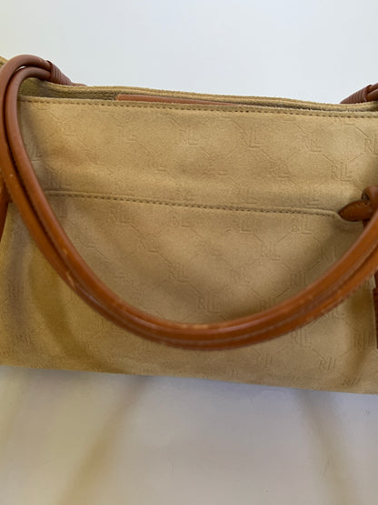 RL Camel Monogram Suede Shoulder Bag
