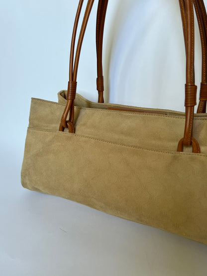 RL Camel Monogram Suede Shoulder Bag