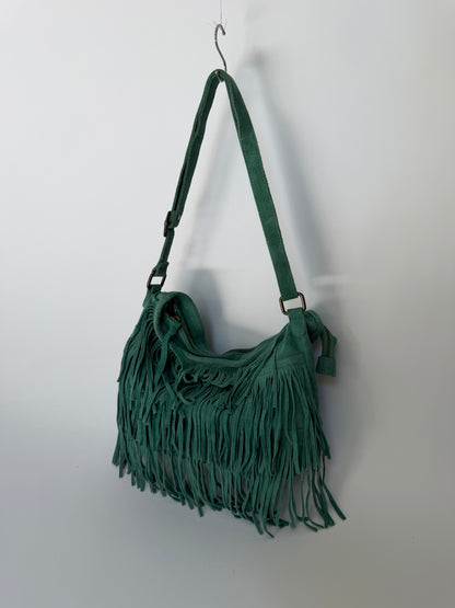 Turquoise Suede Fringe Bag