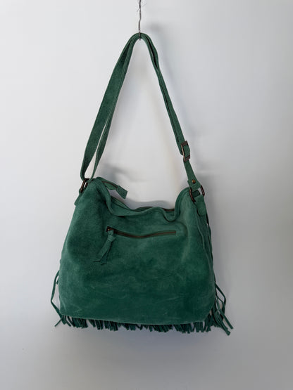 Turquoise Suede Fringe Bag