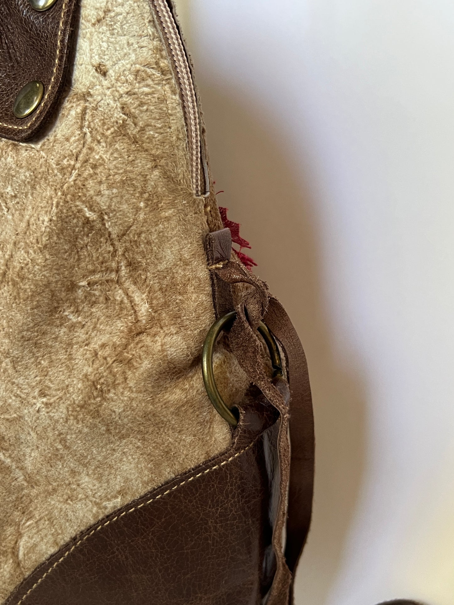 French Beaded Lace Appliqué & Leather Bag