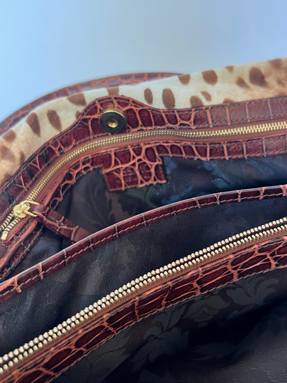 Italian Pony Hair & Croc Embossed Leather Shoulder Bag